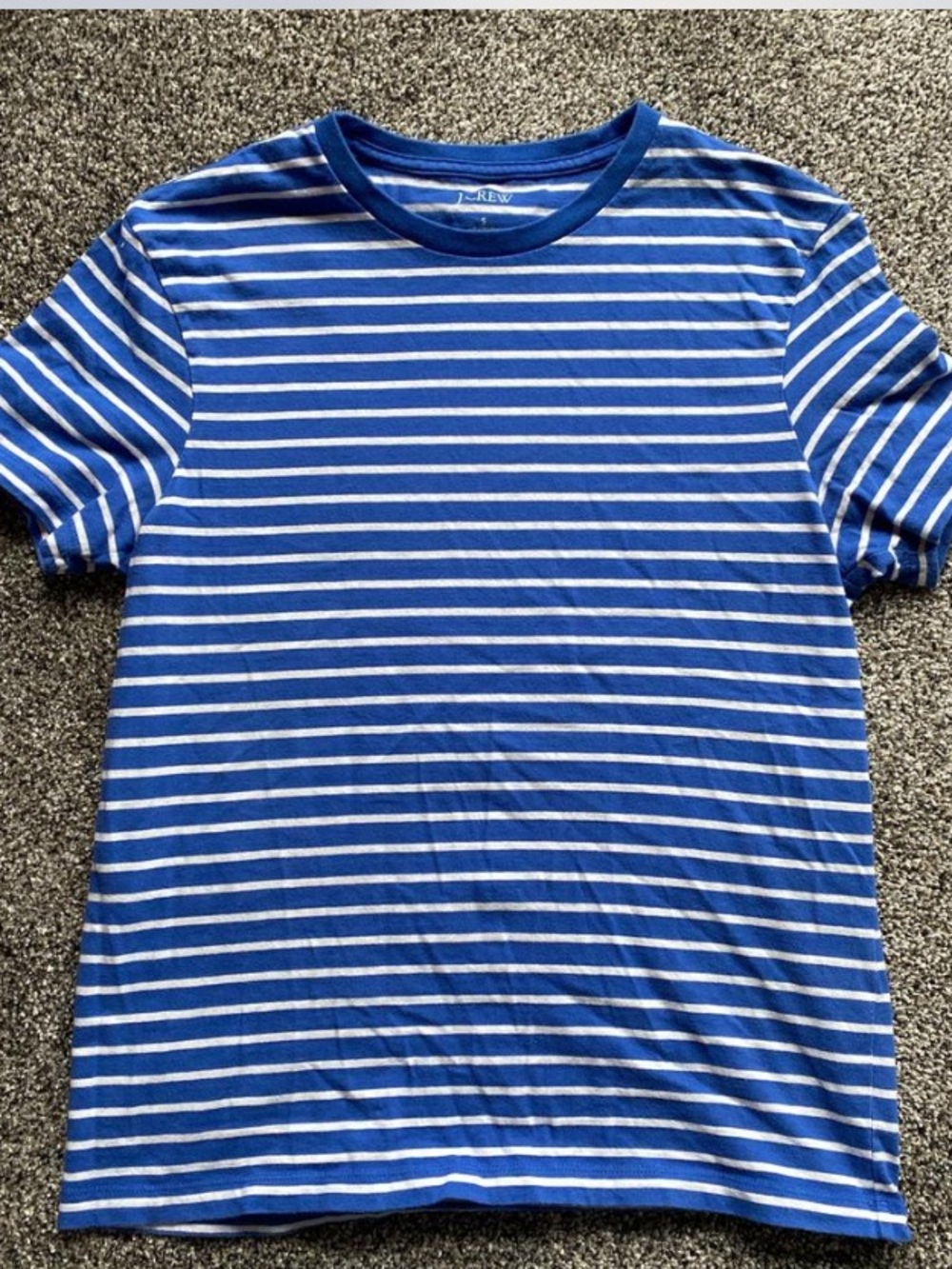 J.Crew Blue & White Stripe Crewneck Tee